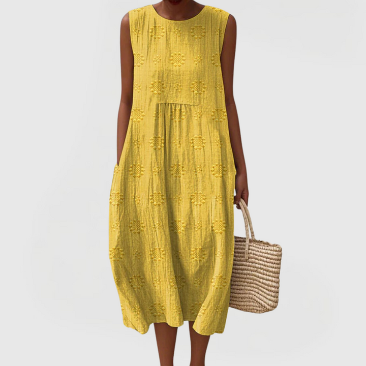 Tereza| Embroidered Sleeveless Pocket Dress